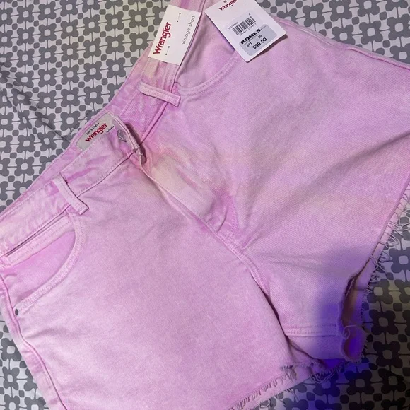 Wrangler Pink Denim Frayed Hem Women's Shorts - Picture 1 of 3